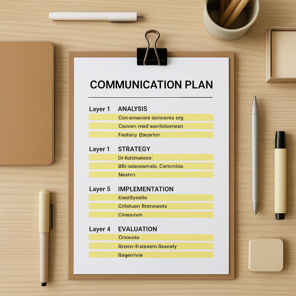 Communication Plan workbench spotlight image containing various items in horizontal lines.